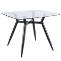 Lumisource Clara Square Dining Table with Black Metal Legs and Clear Glass Top DT-CLR3838 BKGL